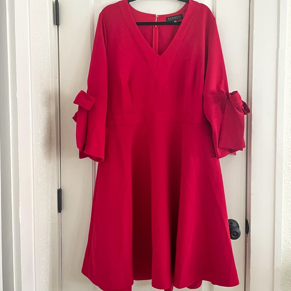 Eloquii Red Dress with Bow Sleeves (US 18)